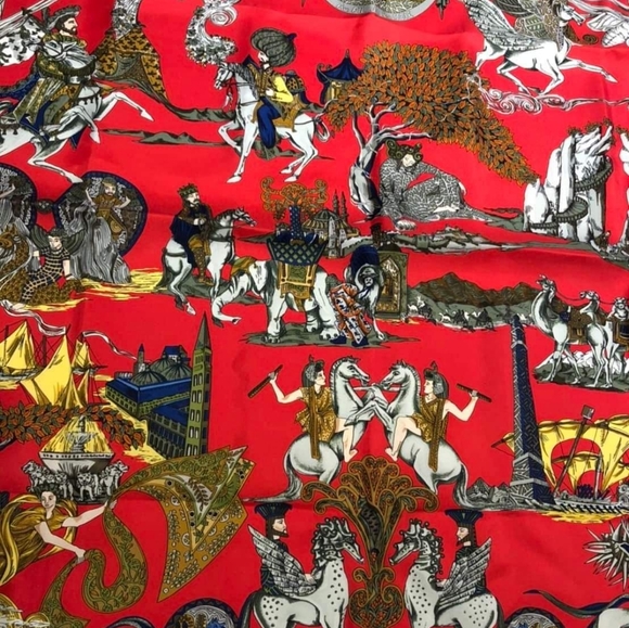 HERMES SILK SCARF KING BLUE Au Fil de la Soie AUTHENTIC - Picture 4 of 11